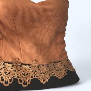 Peach strapless top with lace trim Size M #festival #summer